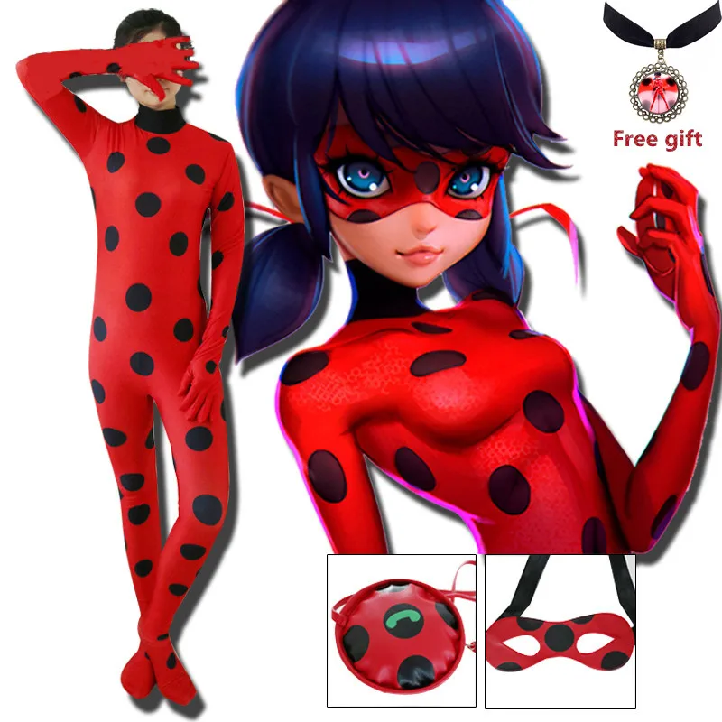 Ladybug Girl clothes Miraculous Kids Marinette Cartoon 2 sets Skin Halloween Party costumes cosplay mask+bag+toy+wig boy suit Ladybug Girl clothes Miraculous Kids Marinette Cartoon 2 sets Skin Halloween Party costumes cosplay mask+bag+toy+wig boy suit