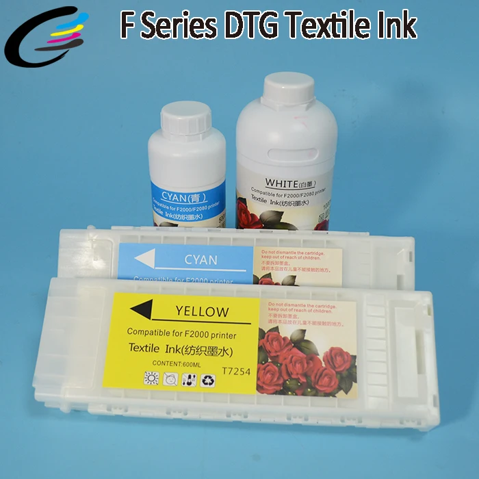 Цветные насыщенные белые текстильные чернила для принтера Epson F2080 F2000 DTG|ink for