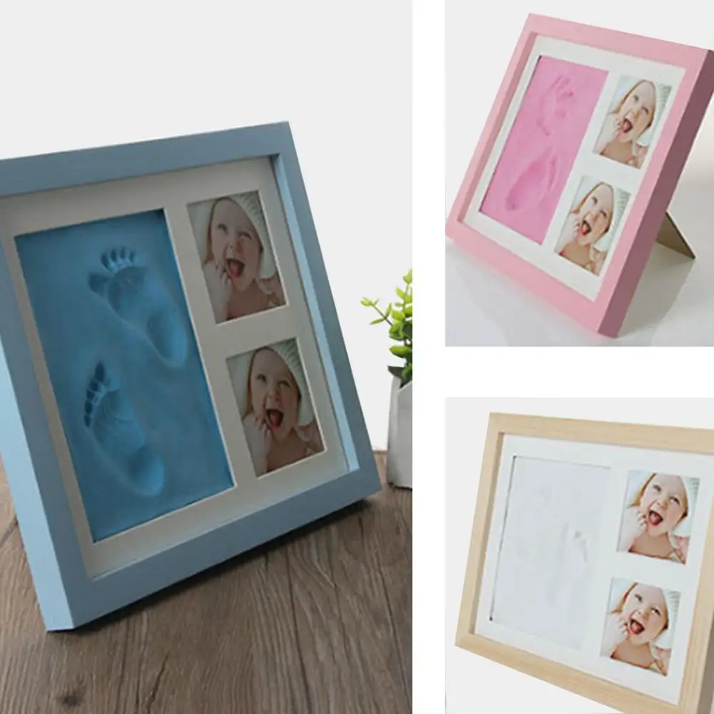 Baby Hand&Foot Print Hands And Feet Mold Maker Solid Wooden Photo Frame With Cover Fingerprint Mud Set Baby Growth Memorial gift Baby Hand&Foot Print Hands And Feet Mold Maker Solid Wooden Photo Frame With Cover Fingerprint Mud Set Baby Growth Memorial gift