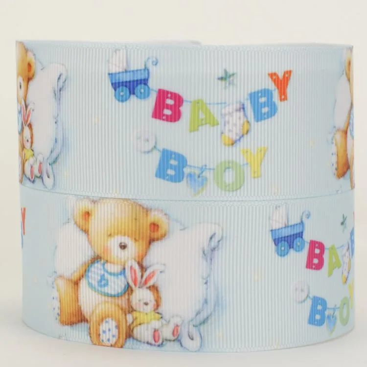 

NEW 10yards1/2"38mm baby boy bear ribbon printed grosgrain ribbon free shipping