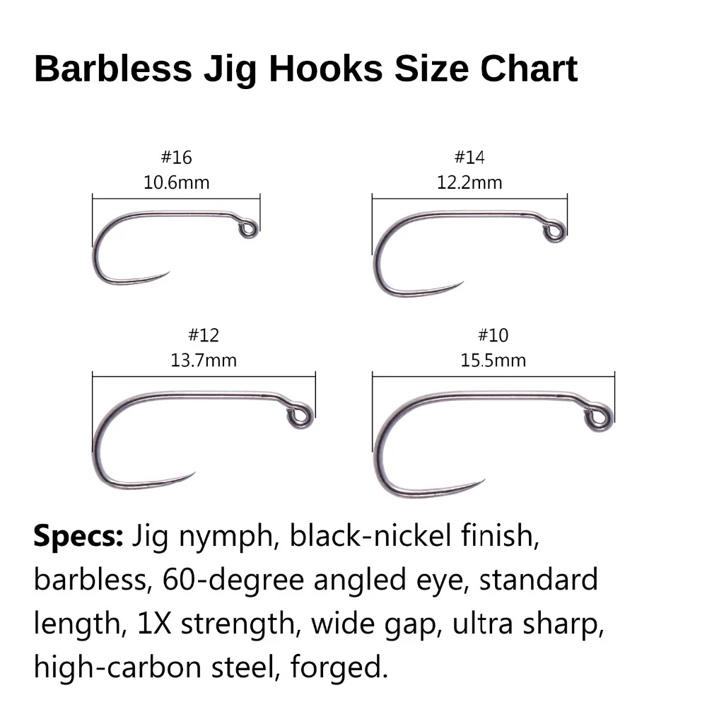 Bassdash 100 шт. универсальная влажная муха Нимфы крючки/Fly Fishing Barbless джиг крючки