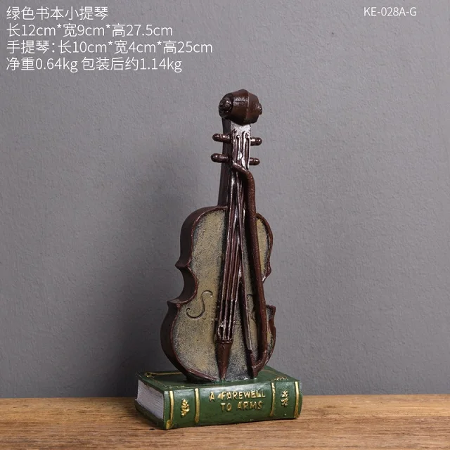 Classic Vintage Resin Home Decorative Phonograph Sewing Machine Radio Camera Fan and Vintage Telephone Bar Cafe Restaurant Craft - Цвет: 27.5CM violin