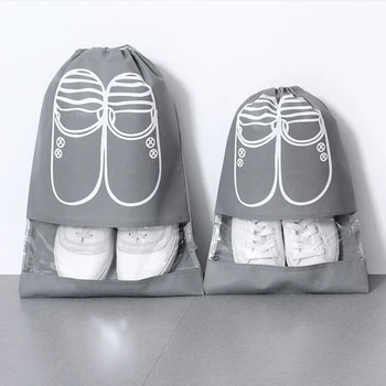 

Multi-specification Travel Shoes Drawstring Pocket Storage Bag Portable Dustproof Visible Window Waterproof Clothes Organization
