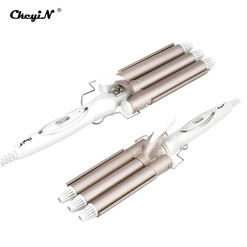 

110-240V Perm Splint Titanium Automatic Ceramic Hair Curler 3 Barrels Big Waver Curling Iron Large Deep Wave Styling Tools