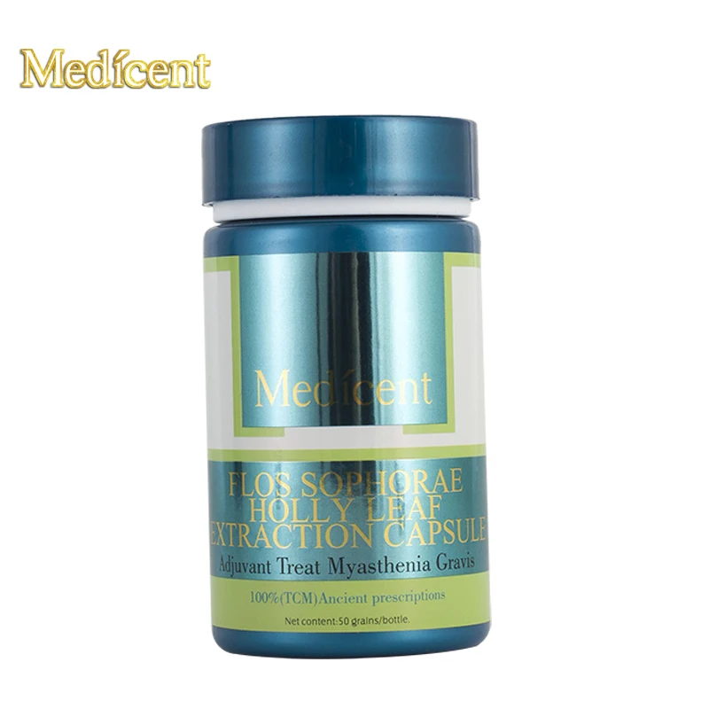 

Medicent Flos Sophorae Holly Leaf Extraction Capsule, Adjuvant Treat Myasthenia Gravis, Cure myasthenia gravis and Dyspnea,50pcs