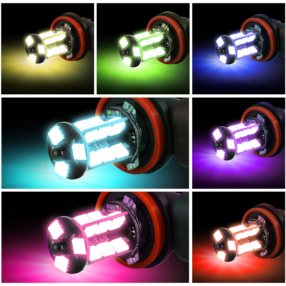 2 шт H8/H11 5050 RGB 12SMD светодиодный противотуманный фонарь для фар автомобиля + пульт