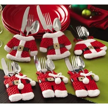 Cute Dinner Cutlery Bag Christmas Decor Snowman Holder Pocket Tableware Pouch Kitchen Table Decoration