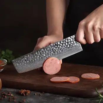 XINZUO 7 inch Nakiri Knife Japanese 67 layer Damascus Samurai Steel Kitchen Knife Rosewood Handle Chef Knives Cleaver Cutlery