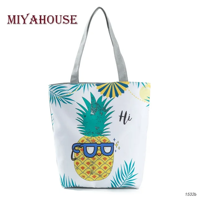 Miyahouse Trendy Female Casual Beach Bags Cute Fruit Print Canvas Miyahouse Trendy Female Casual Beach Bags Cute Fruit Print Canvas Tote Women Single Shoulder Ping Handbags