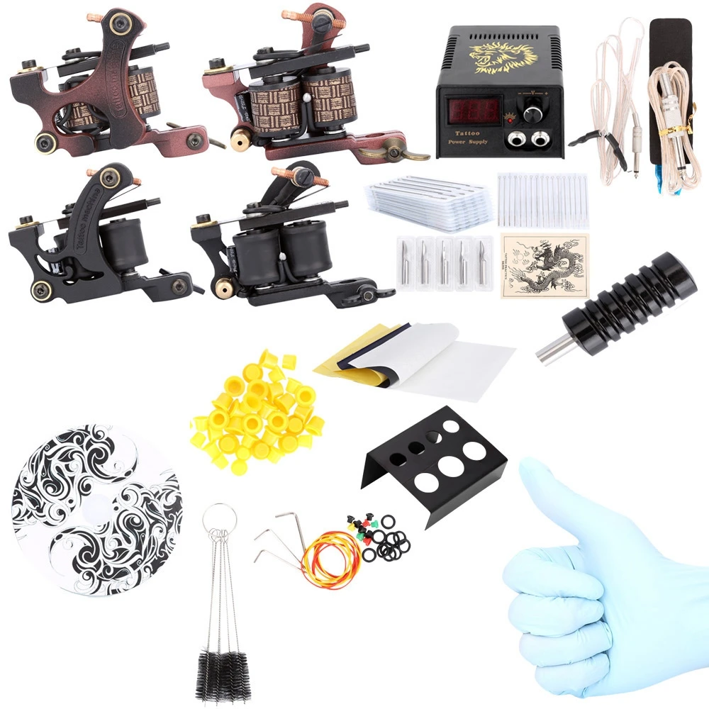 Professional Complete Tattoo Machine Kit Power Supply 2 Machine Guns