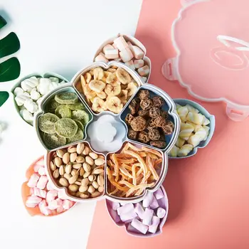 

Tray Box Organizer-Holder Plastic Food Melon Sed Dried Fruit Container 2 Layer Rotary Flower Candy Plate Nut Snack Serving Tray