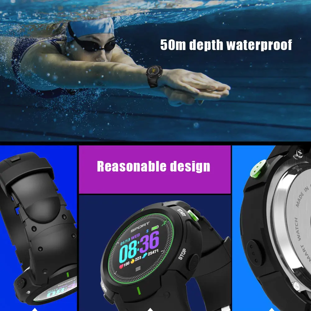 

New Smart Band Bracelet Round Screen Bluetooth Waterproof Heart Rate Monitor For IOS Android