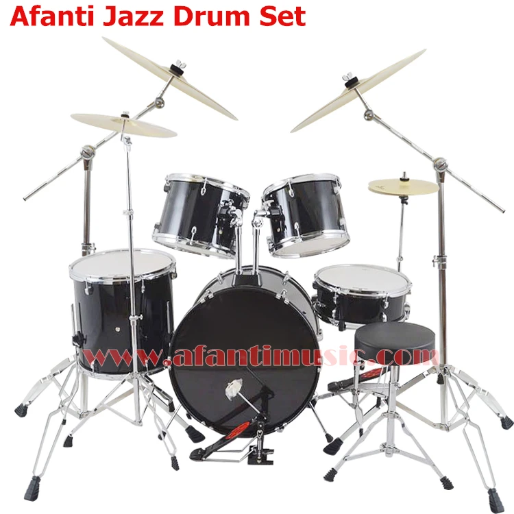 5 Drums 4 Cymbals / Black color / Afanti Music Jazz Drum Set / Drum kit
