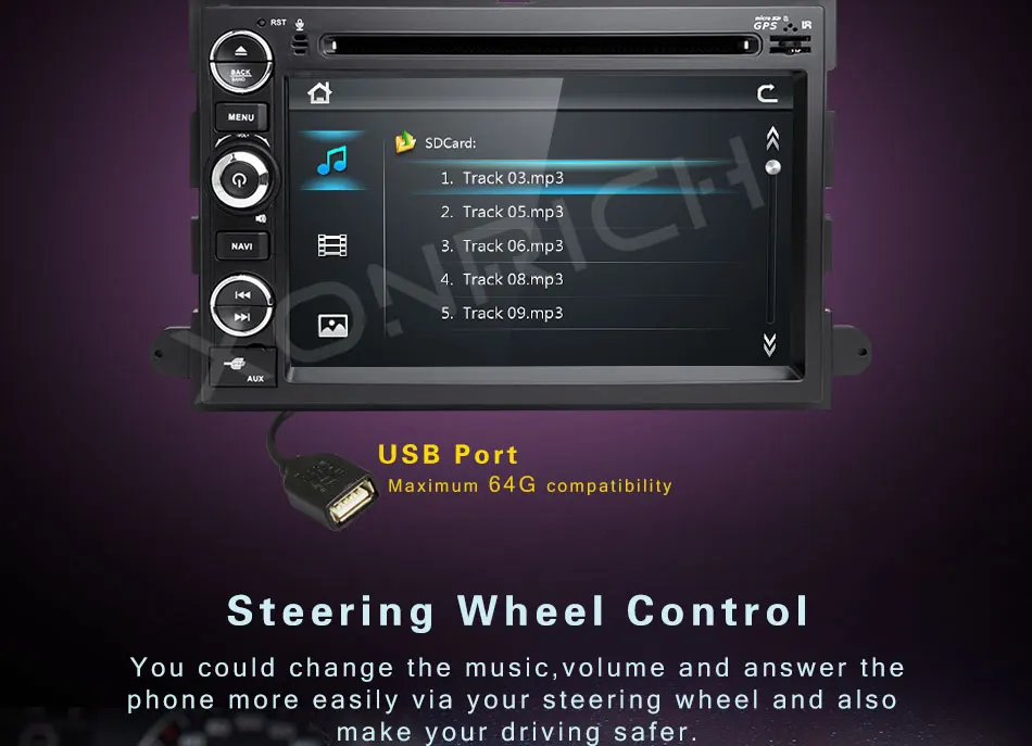 Top 2 Din Car DVD GPS Navigation for Ford F150 F250 F350 F450 Mustang Fusion Explorer Edge Escape Mercury 2005 2007 MultimediaScreen 6