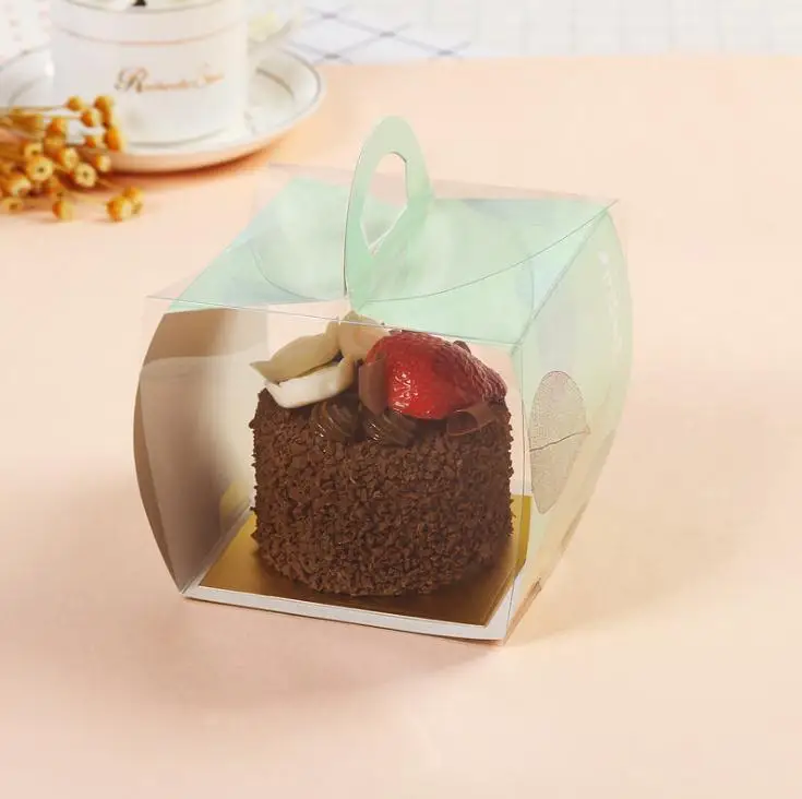 200 компл./лот Цветок Прозрачный ПВХ Cake Box свадьба конфеты Коробки Видимый подарочные мешочки под Конфеты выпечки подарочные коробки для тортов SN2284