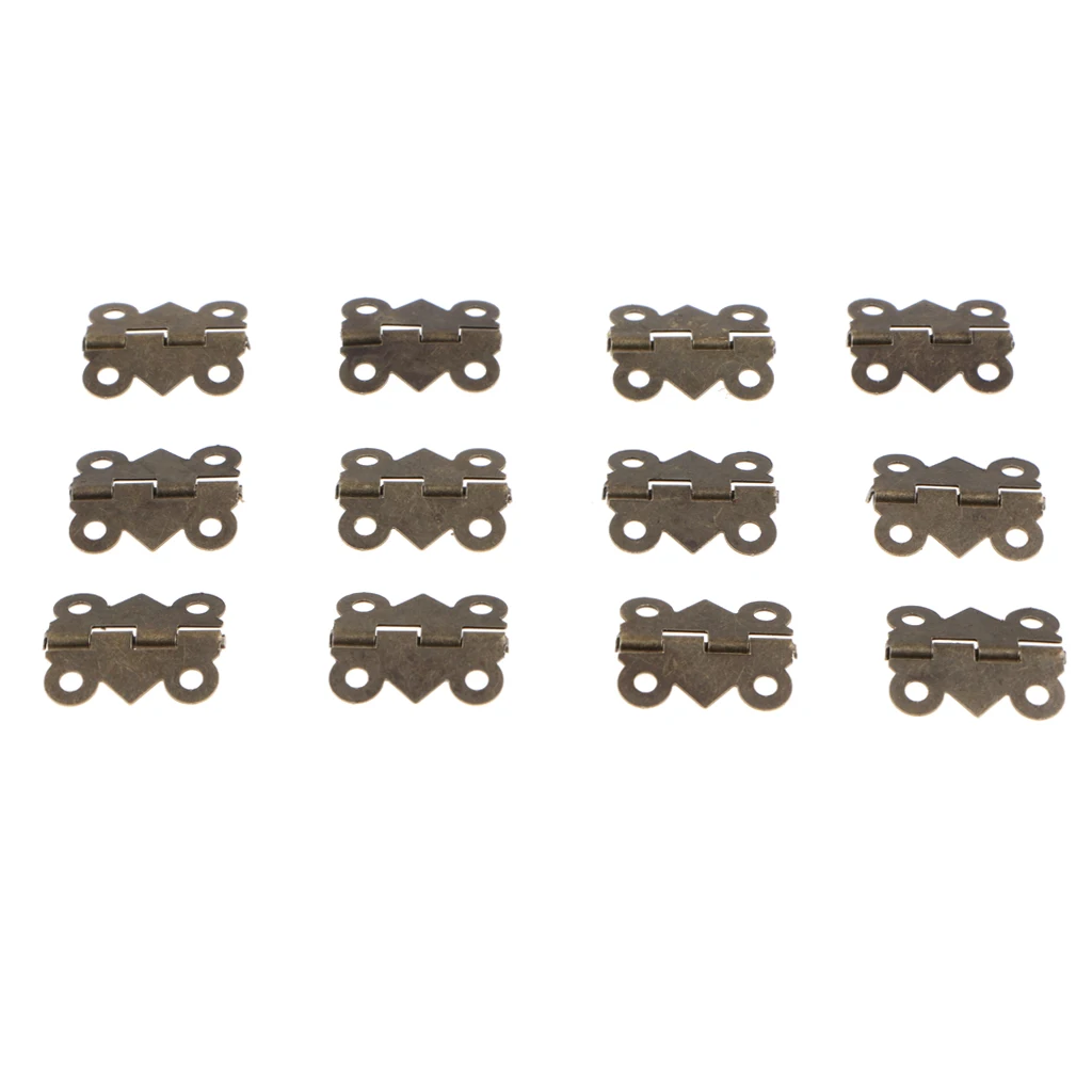 12x Mini Small Bronze Butterfly Hinges Jewerly Chest Box Cigar Box Dollhouse Hinges with Screws	
