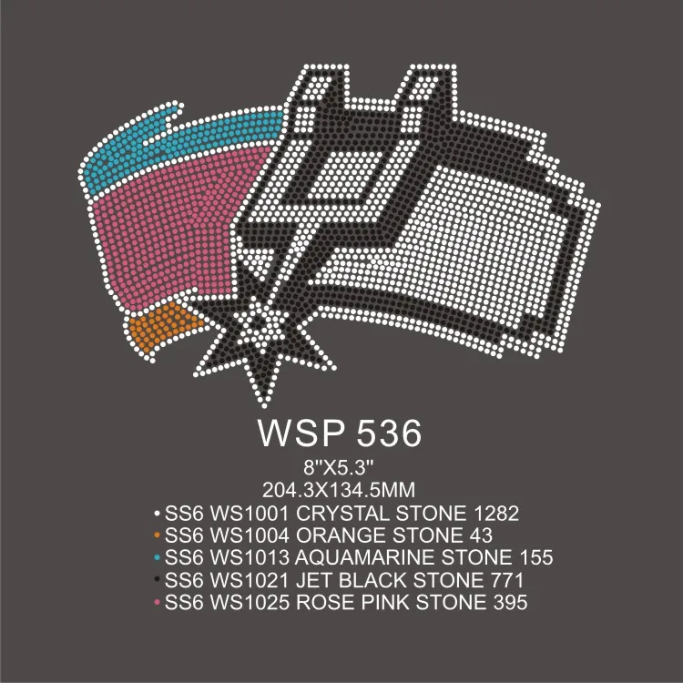 Spurs Sport Heat Press Rhinestones Transfers on