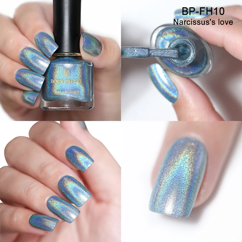 BORN PRETTY Holo flowresh серия лак для ногтей 6 мл Голографический лазерный лак для ногтей сияющий блеск лак для ногтей полуперманентное масло