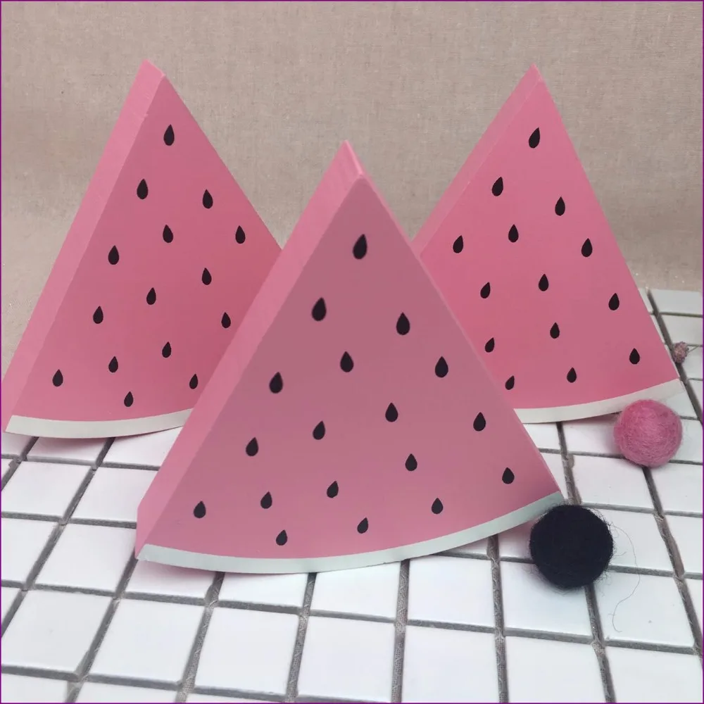 

Nordic style Decoration Crafts Wood Decoration Lemon/Watermelon Building Blocks For Wall Party Deco