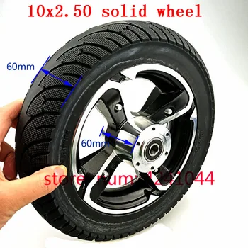 

Electric Scooter solid wheel 10x2.50 Tubeless Solid Tyre and alloy Disc brake hole rims for 8/10 inch Electric Scooter Accessor
