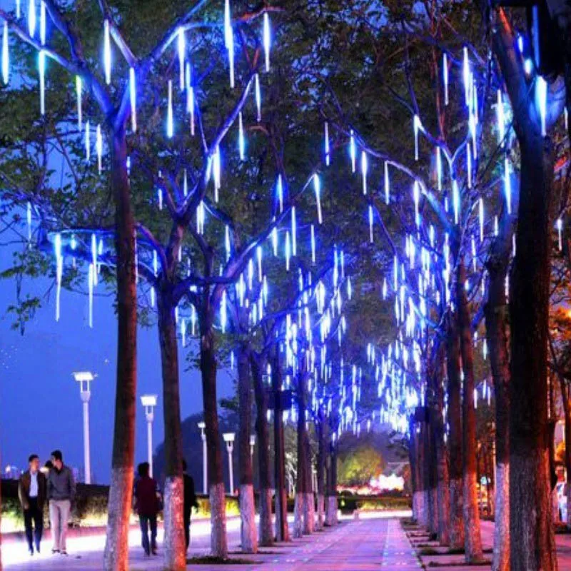 

30cm 8 Tube Meteor Effect Glow Sticks 144 LED Light String Rain Snowfall Lights TT-best