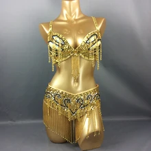 Женский костюм для танца живота, украшенный бисером, одежда для Хэллоуина+ пояс, комплект из 2 предметов, женские костюмы для танца живота, одежда для карнавала