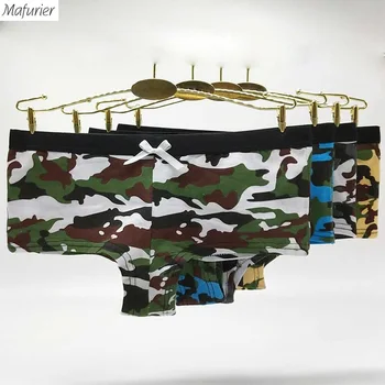 

Mafurier Free Shipping 2018 New Women Camouflage Cotton Panties Sexy Boyshort Underwear Female Lingeries Tanga For Women4Pcs/Lot