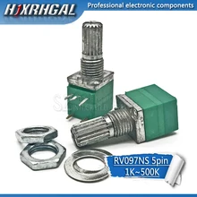 5pcs RV097NS 50 20 10 5K K K K 100K 500K com um interruptor de áudio 5pin eixo de 15mm amplificador potenciômetro vedação hjxrhgal