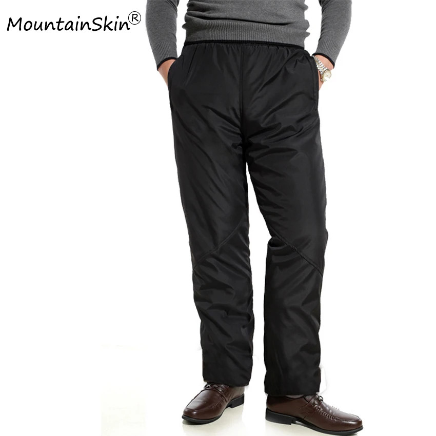 

Mountainskin New Men's Winter Pants Casual Warm Thick Pant Fashion Male Fleece Thermal Black Pants Solid Brand Trousers LA546