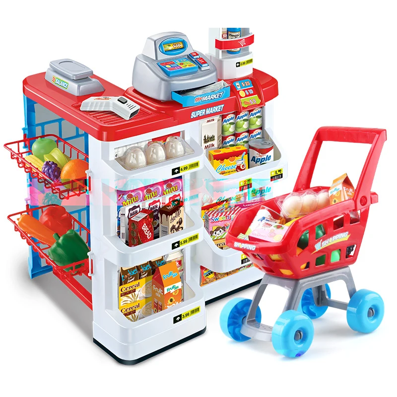 82 см, высота, большой размер, кухонный набор, пластиковая игрушка для ролевых игр, светильник, Детская кухня, для приготовления пищи, для супермаркета, игровая тележка, игрушка D122