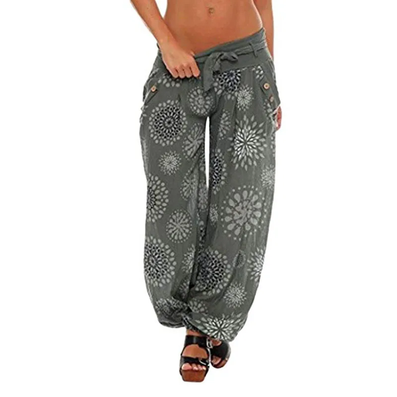 Harem Pants Women's Girls Plus Size Many Patterns Floral Pattern Long Sports Fitness Casual Trousers Bloomers Beach Yoga Pant (5)