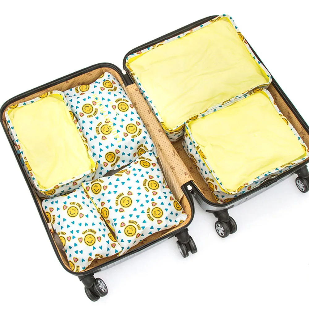 6 шт. портативная дорожная сумка для хранения набор пакетов многофункциональная одежда сортировочные пакеты кубики водонепроницаемый органайзер для багажа - Цвет: Цвет: желтый