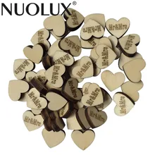 50 шт. MR& MRS буквы в форме сердца деревянные Ломтики для поделок Свадебные украшения(деревянный цвет