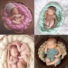 Реквизит для фотосъемки новорожденных Детское одеяло fotografie achtergronden для младенцев аксессуары ручной нитяной Плетеный хвост реквизит одеяло
