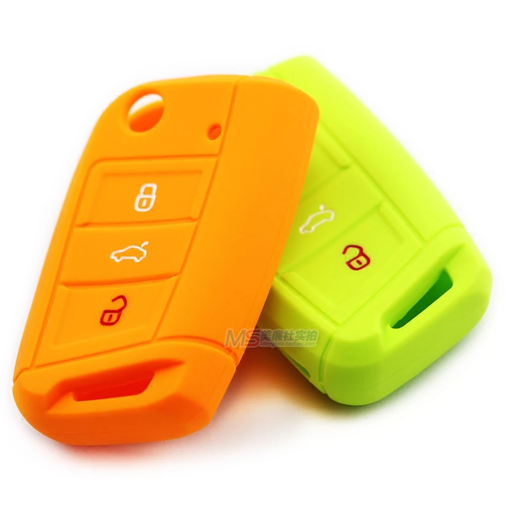

High quality multi colors Silicone car key case for Vw Golf 7 Octavia Lamando Touran Sportsvan car key fob cover car accessories