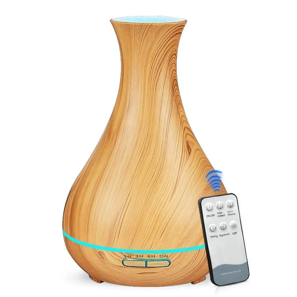 

Aromatherapy Essential Oil Diffuser, 550 ml Wood Grain Ultrasonic Aroma Humidifier with 4 Timer Setting Low Water Auto Shut-off