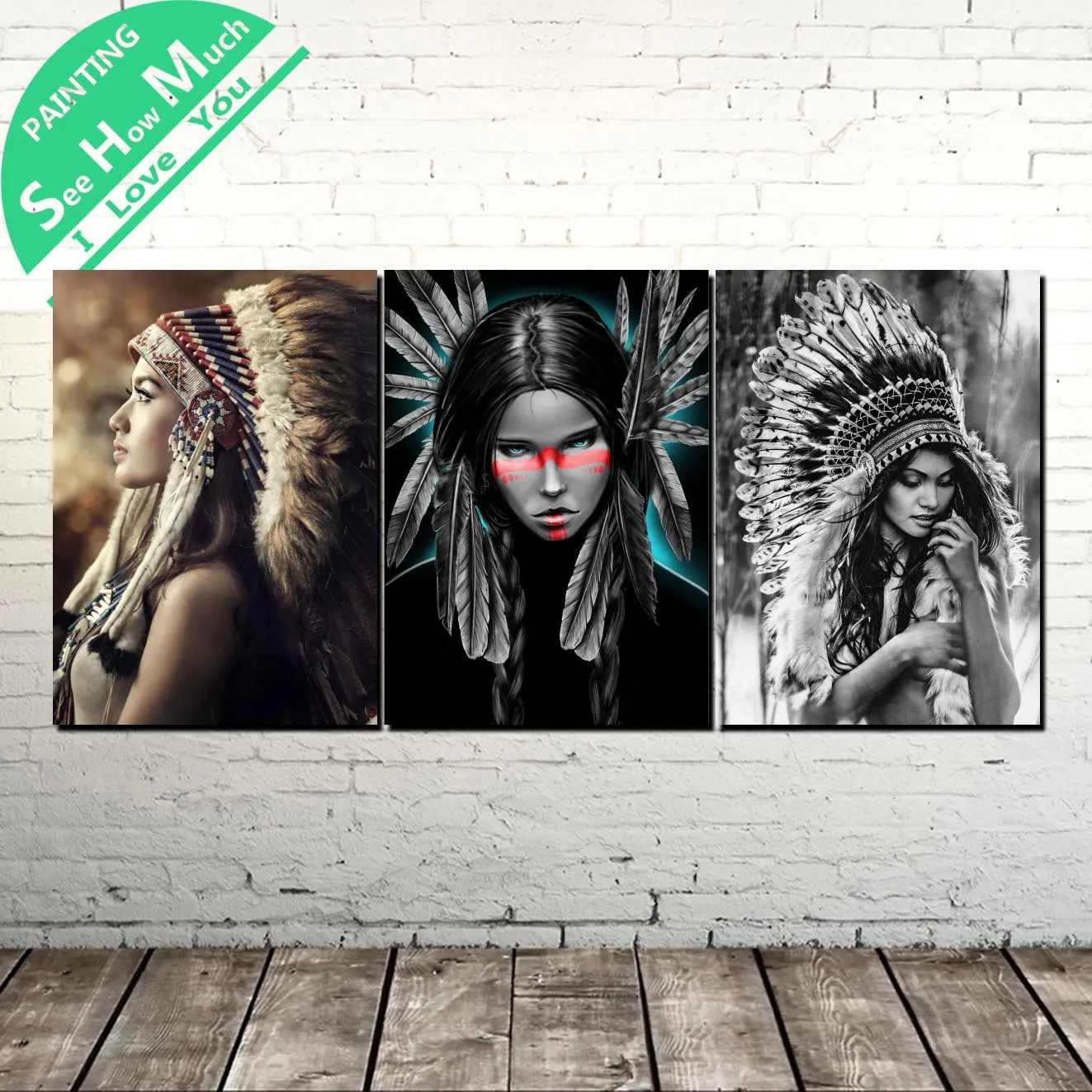 

3 Piece Three Wild Women Modern Wall Art Canvas Painting Posters and Prints Framed Art Painting Pictures for Home Decoration