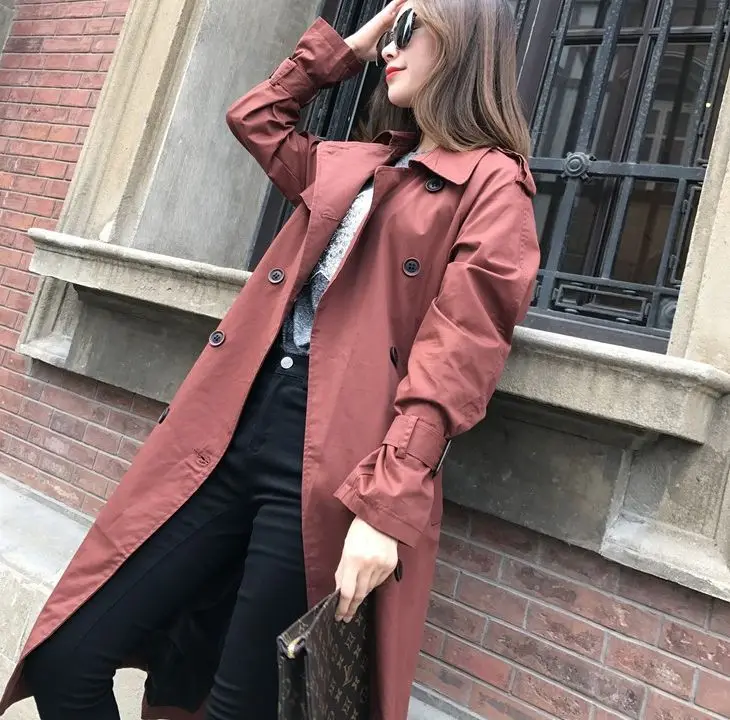 2018 Spring Autumn New Women's Casual Long trench coat oversize Double Breasted Vintage Washed Outwear Loose Clothing X-long | Женская