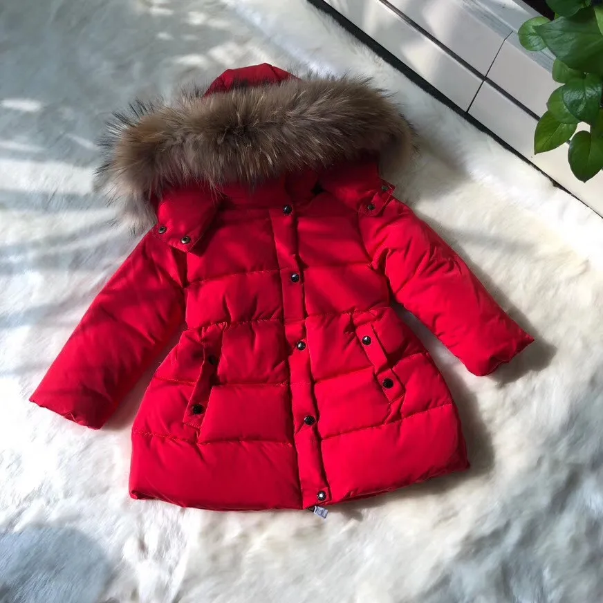 

Child Winter Down Jakcet Girls Long Style Warmar and Super High Quality Fur Outwear