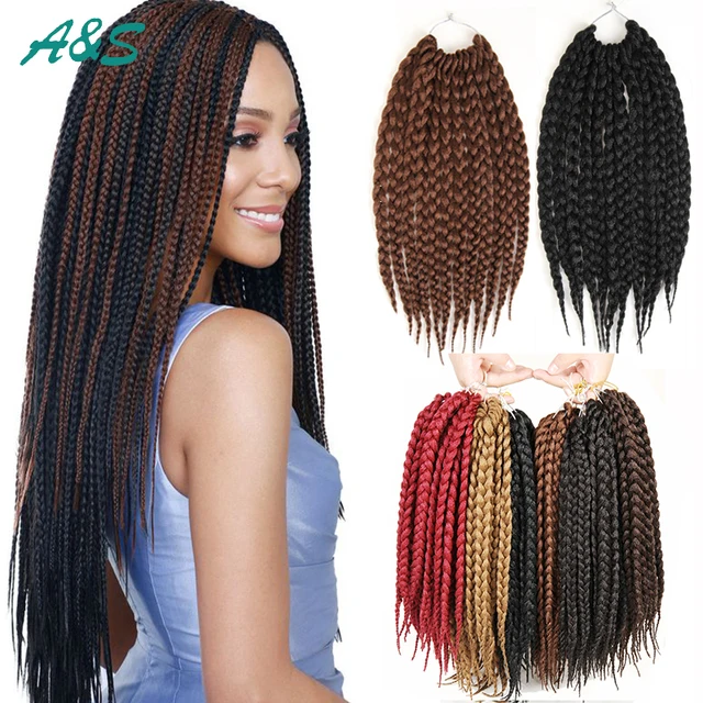 Buy 12'' 18" 22" Crochet Braids Hair BOX Braids Hair