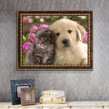 Домашнее животное полный квадратный алмаз 5D DIY Алмазная картина фото на заказ "собака и кошка" 3D вышивка крестиком Мозаика Декор H