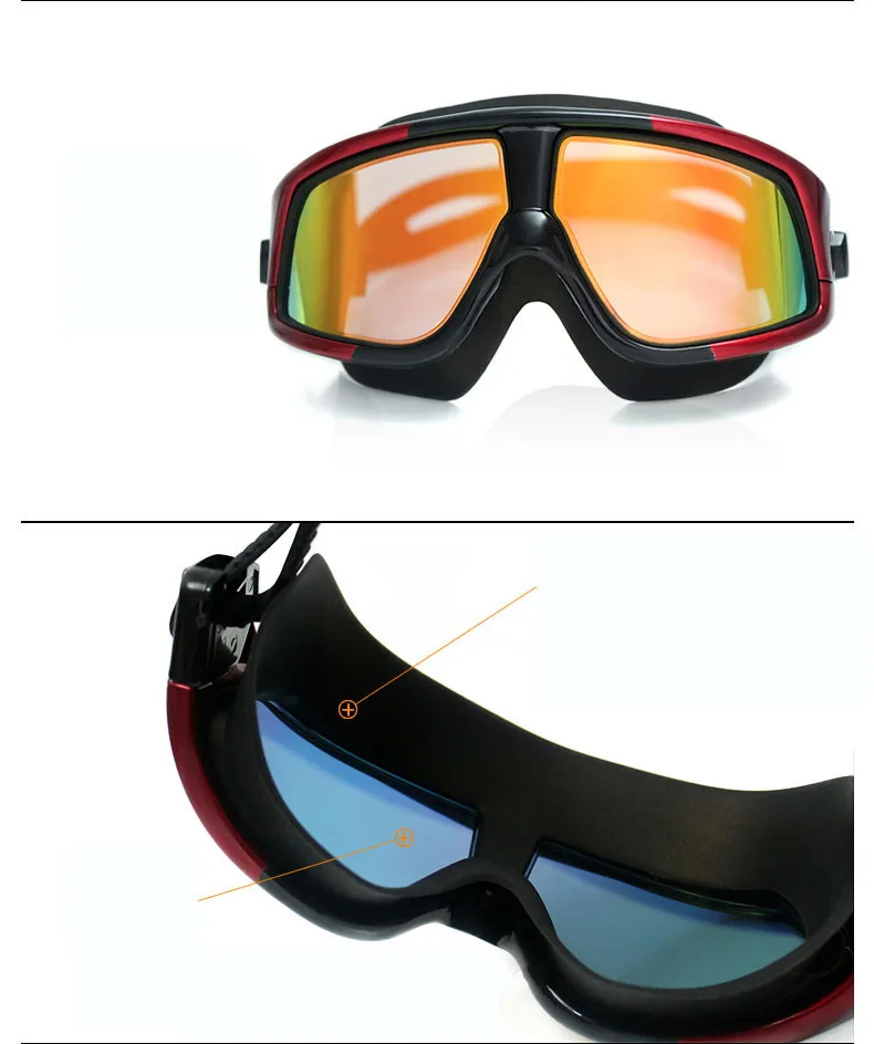 Новые поляризованные очки для плавания Анти-туман УФ большие широкие мужские и женские общие спортивные Водонепроницаемые силиконовые зеркальные