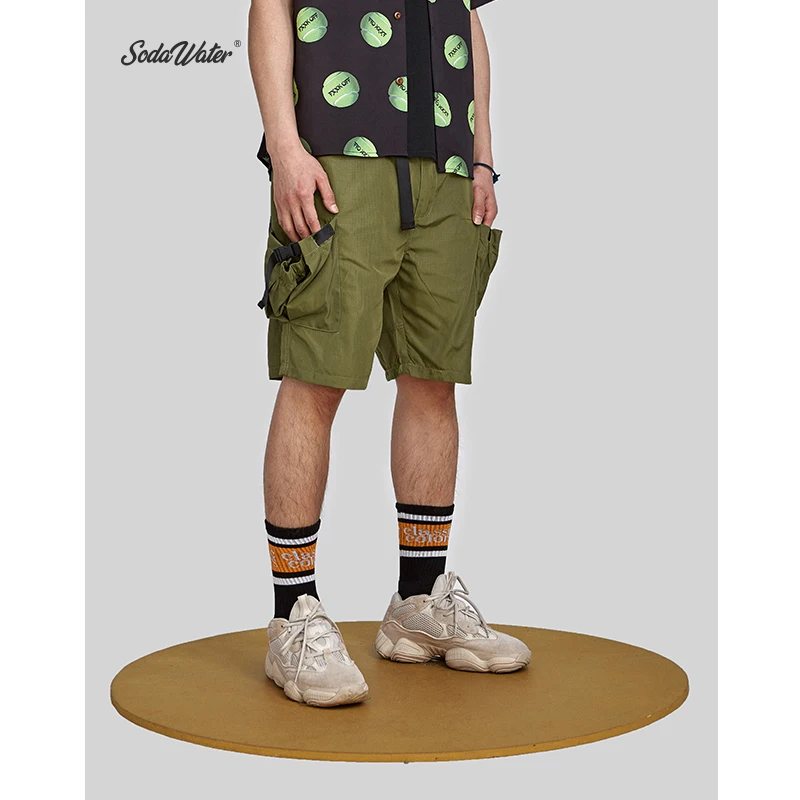 

SODAWATER 2019 Summer Men's Shorts Summer Fashion Short Side Buckle Cargo Pocket Shorts Hip Hop Loose Casual Man Shorts 94192SS