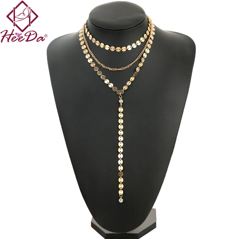 

Unique Individual Water Drops Handmade Crystal Sequins Necklace Fashion Trend Elegant Women Sweater Chain Graceful Joker Kolye