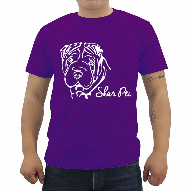Новинка, Мужская хлопковая футболка с короткими рукавами и круглым вырезом, футболка с принтом Шарпей, портрет Хунда, Хунда, крутые футболки, топы в стиле хип-хоп - Цвет: purple