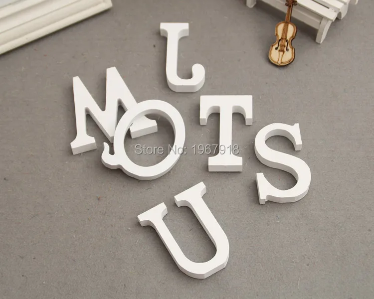 Home Decor 8cm Wooden White Letters Table Ornaments Decoration Crafts Thick Wood Alphabet Name Wall Art Improvement Souvenir (3)