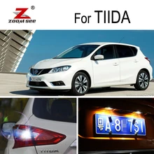 4 шт. x Белый светодиодный фонарь без ошибок для- Nissan Tiida C13 обратный резервный+ номерной знак светодиодный внешний свет комплект