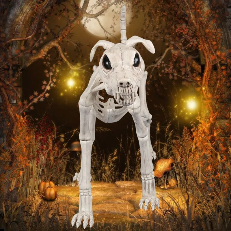 Скелет собака большого размера Пластиковые кости скелета животных для ужасов Хэллоуин украшения Подарочная коробка
