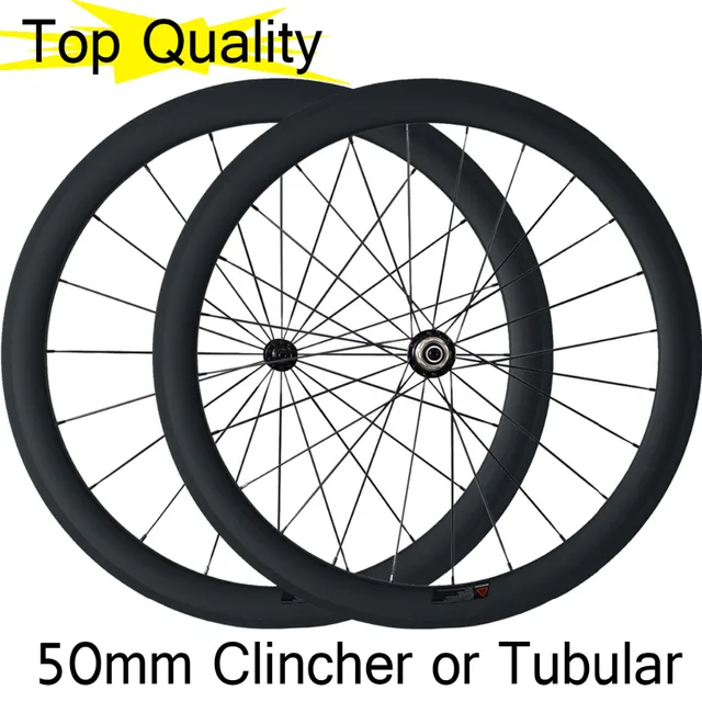 Best price at $398 Cheap Toray T700 Carbon Fiber 50mm Clincher Tubular Powerway R13 Super Light Hub Wheelset Road Bike Mac 424 CNspokes Bicycle Wheels