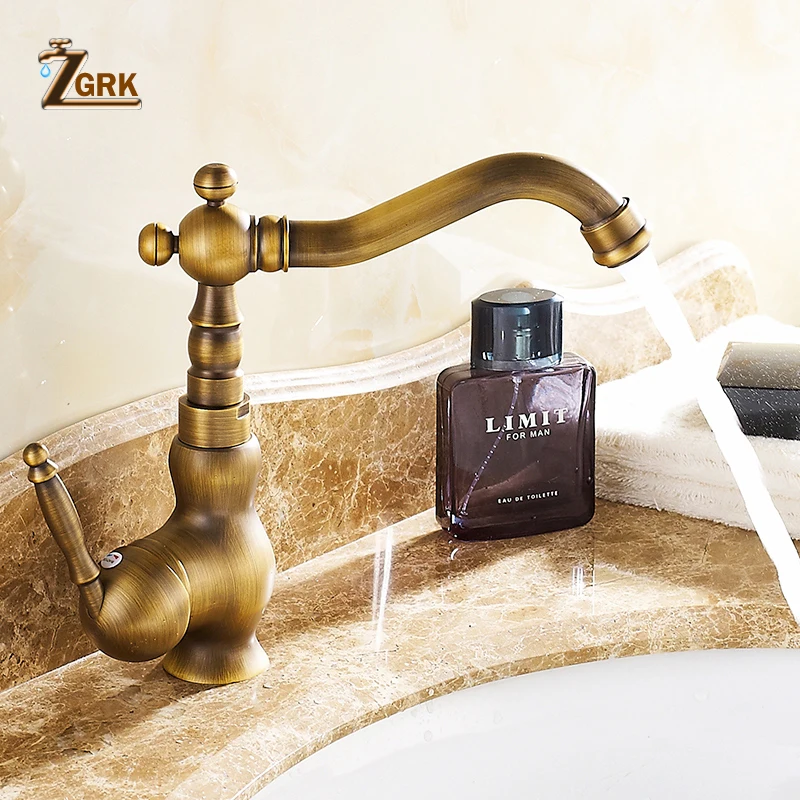  ZGRK Home Improvement Accessories Antique Brass Kitchen Faucet 360 Swivel Bathroom Basin Sink Mixer - 32837323501